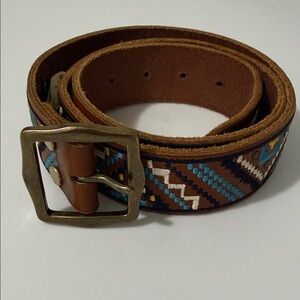 Like New Lucky Brand  Brown Embroidered Leather Belt